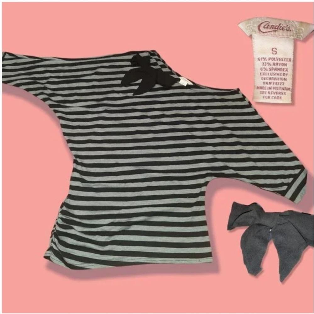 CANDIE'S WOMEN STRIPED TOP WITH BOW